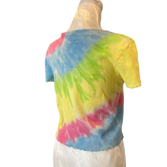Vintage Y2K Pink Blue Rainbow Tie Dye Butterfly Embroidered Baby T shirt Sz - Picture 4 of 16